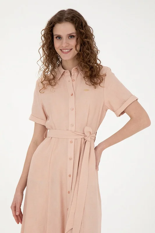 Платье-рубашка миди из вискозы с коротким рукавом - G082SZ0320RISA Платье жен. (VR047, 42)