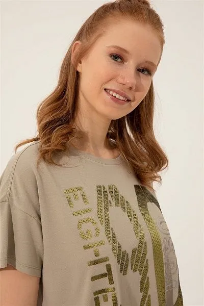 Футболка с надписью из пайеток - G082SZ0110FASA Футболка жен. (VR027, XS)