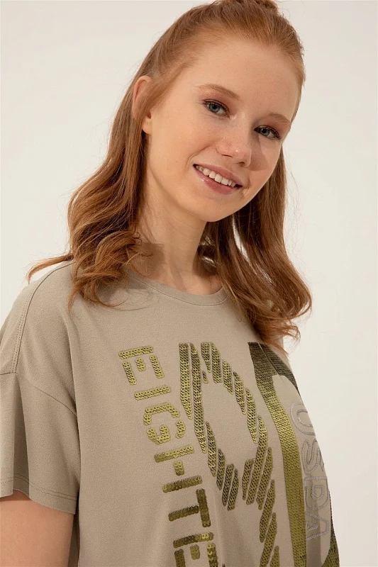 Футболка с надписью из пайеток - G082SZ0110FASA Футболка жен. (VR027, XS)