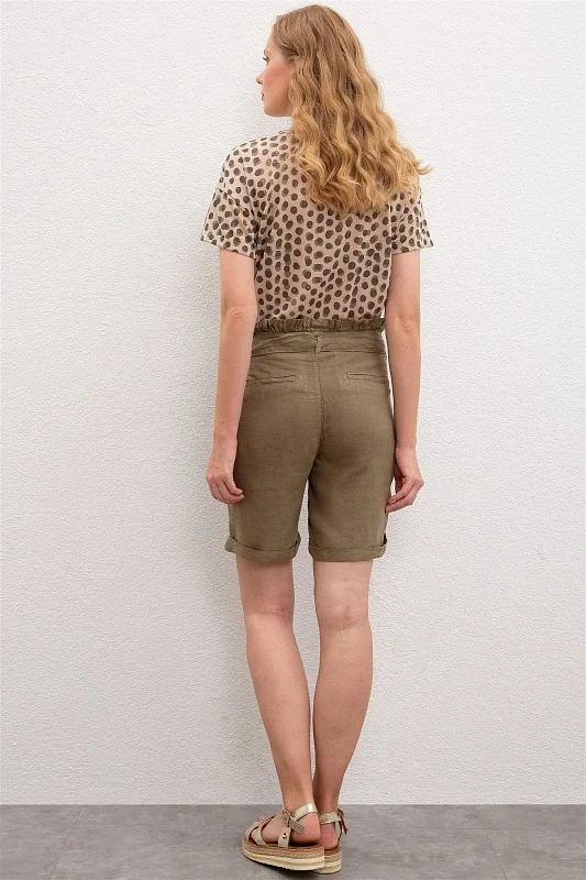 Шорты из льна с поясом - G082SZ0310LEOS Бермуды жен. (VR027, 38)
