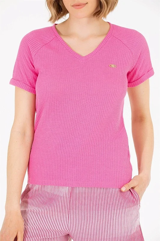 Футболка из смесовой вискозы с V-образным вырезом - G082SZ0110MASHA Футболка жен. (VR041, XS)