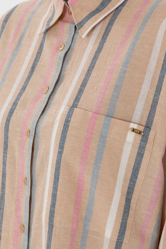 Рубашка из хлопка с добавлением льна оверсайз - G082SZ0040FOLAS Сорочка жен. (VR202, 40)