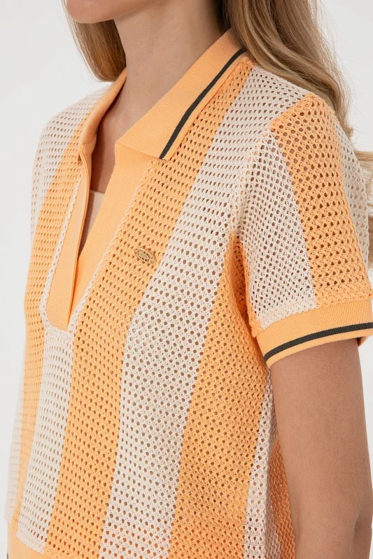 Футболка-поло из хлопка в стиле кроше - G082SZ0110SUSAN Футболка жен. (VR202, XL)
