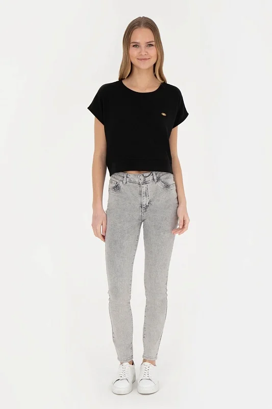 Футболка из смесовой вискозы укороченная оверсайз - G082SZ0110PARKER Футболка жен. (VR046, S)