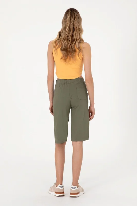 Бермуды спортивные из хлопка с вышитым логотипом - G082SZ0OS0DAMEN25 Брюки спорт. жен. (VR111, 2XS)