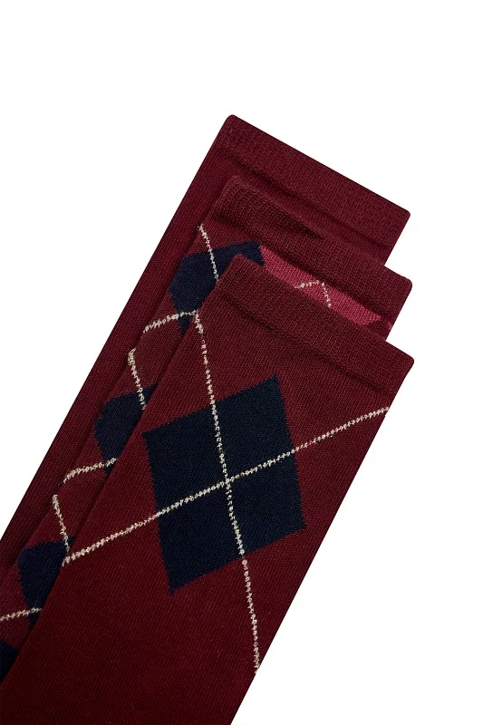 Носки высокие в ромбик, 3 пары - A082SZ013P01SONDY-R Носки жен. (VR223)
