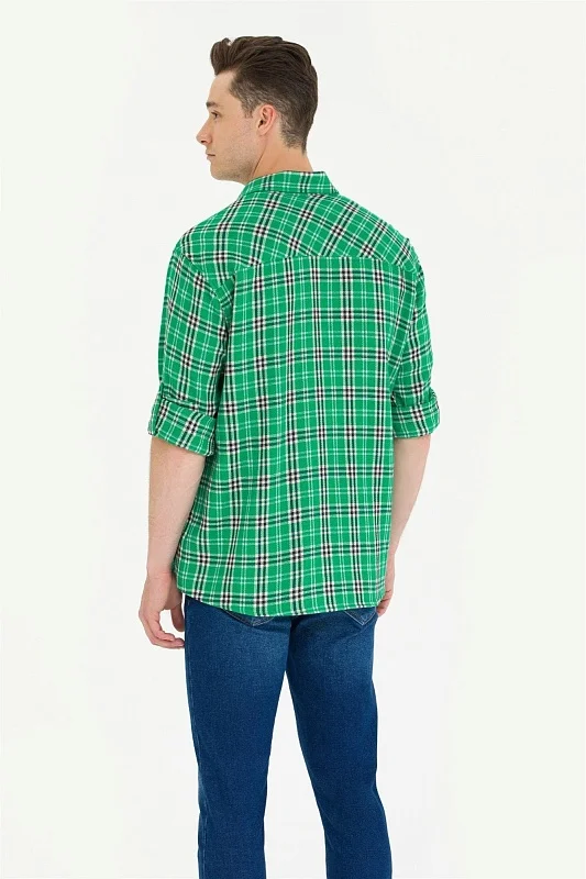 Рубашка из хлопка в клетку прямая - G081SZ0040OROMO Сорочка муж. (VR054, S)