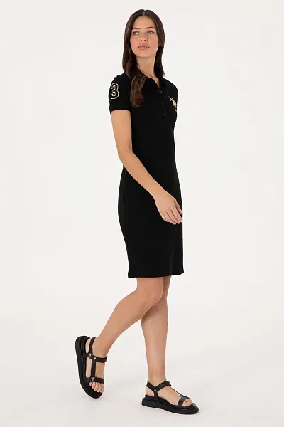 Платье-поло из хлопка с контрастным логотипом приталенное - G082SZ0750MTS02225_075 Платье жен. (VR046, L)