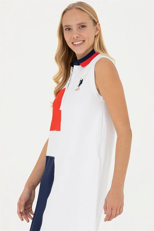 Платье-поло из смесового хлопка с контрастными блоками - G082SZ0750MELENA_T Платье жен. (VR013, XS)