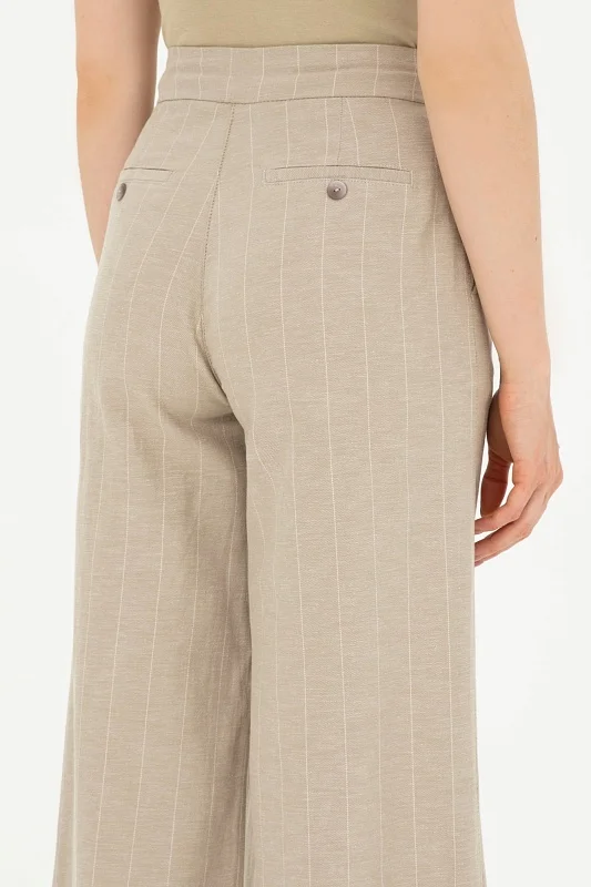 Брюки с добавлением льна широкие - G082SZ0780SIWAN-P Брюки жен. (VR027, 38)