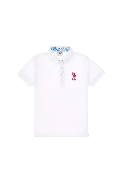 Футболка-поло из хлопка c принтом на планке для девочек - G084SZ0110TP01_IY025 Футболка жен. детс. (VR013, 3_4)