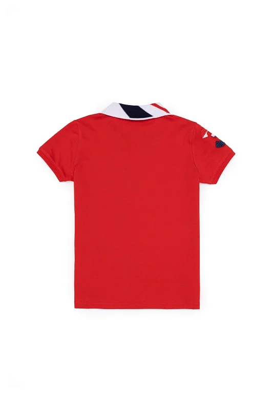 Футболка-поло из хлопка с контрастным дизайном для мальчиков - G083SZ0110SD01KIDSIY023 Футболка муж. детс. (VR030, 7_8)