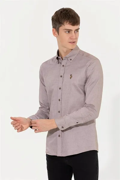 Рубашка из хлопка приталенная - G081SZ0040CEDCOLOR022K Сорочка муж. (VR153, XS)