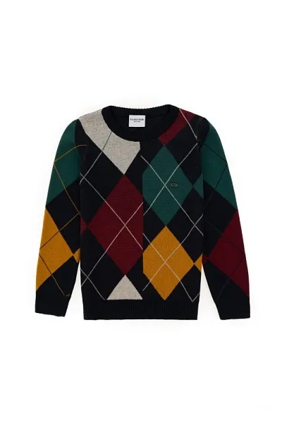 Джемпер хлопковый с узором для мальчиков - G083SZ0TK0OLY Кофта муж. детс. (VR033, 8_9)