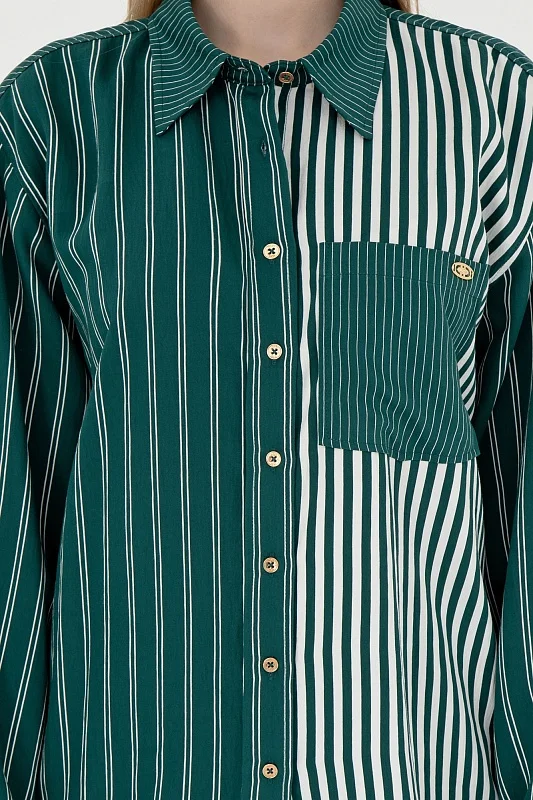 Рубашка с вискозой в полоску свободная - G082SZ0040KEDIE_R Сорочка жен. (VR079, 38)
