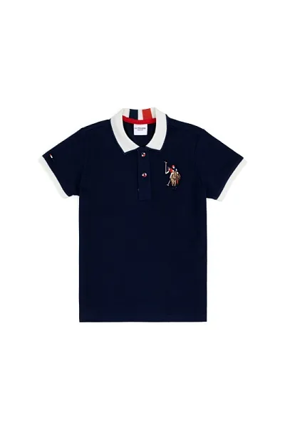 Футболка-поло из хлопка с контрастным дизайном для мальчиков - G083SZ0110SD01KIDSIY024 Футболка муж. детс. (VR033, 4_5)