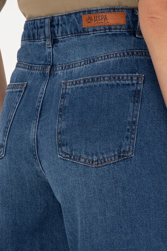 Джинсы широкие с бахромой по низу - G082SZ0800LOOSE25K Джинсы жен. (DN0022, 32)