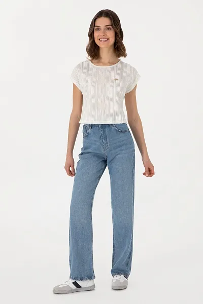 Блузка с рельефным узором укороченная - G082SZ0110SOPHIA Футболка жен. (VR013, XS)