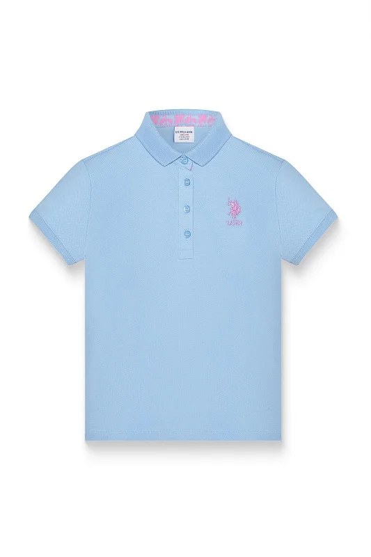 Футболка-поло из хлопка c принтом на планке для девочек - G084SZ0110TP01-IY024 Футболка жен. детс. (VR003, 4_5)