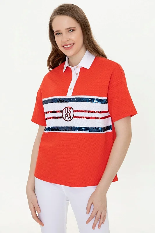 Футболка-поло из хлопка с пайетками - G082SZ0110FARLIN Футболка жен. (VR213, 2XS)