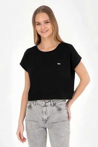 Футболка из смесовой вискозы укороченная оверсайз - G082SZ0110PARKER Футболка жен. (VR046, 2XS)