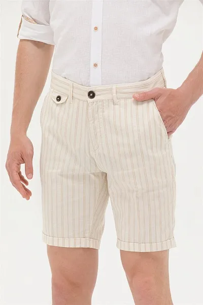 Шорты в полоску с добавлением льна - G081SZ0310KEBEL Бермуды муж. (VR085, 29)