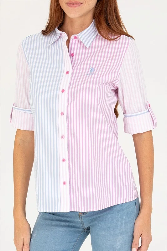 Рубашка из жатого хлопка приталенная - G082SZ0040BARES Сорочка жен. (VR041, 32)
