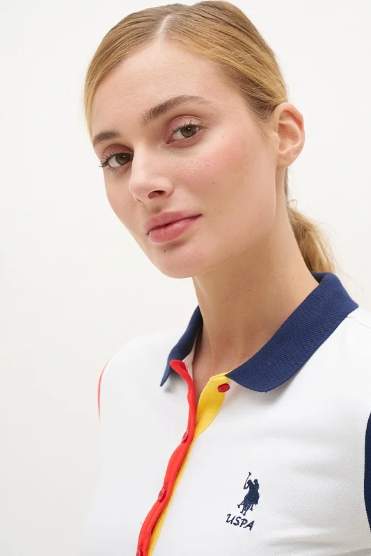 Футболка-поло из хлопка с контрастным дизайном - G082SZ0110R-MESTE Футболка жен. (VR013, XS)