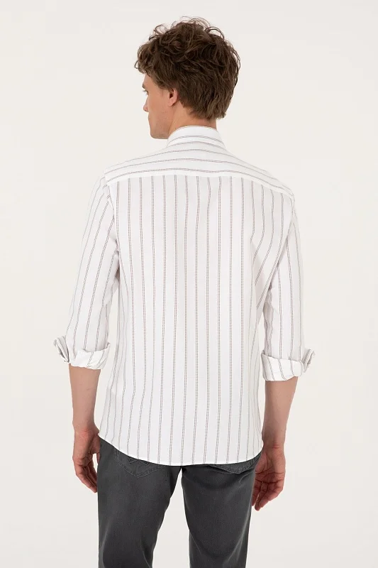 Рубашка из хлопка в полоску прямая - G081SZ0040SANRA Сорочка муж. (VR052, XS)