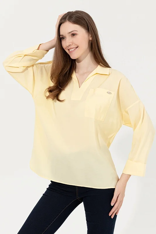 Блузка с отложным воротником из модала свободная - G082SZ0040BEYCO Сорочка жен. (VR004, 34)