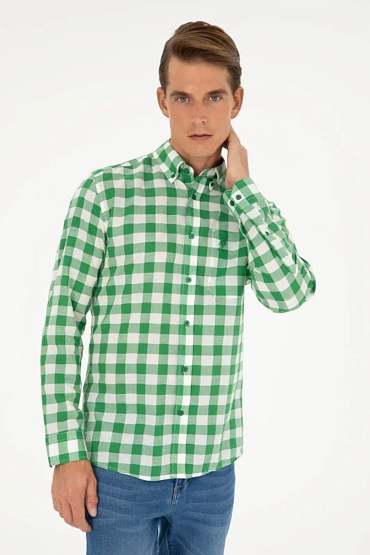 Рубашка из хлопка в клетку прямая - G081GL0040SOLDI Сорочка муж. (VR054, XL)