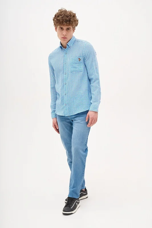 Рубашка из хлопка в клетку прямая - G081SZ0040LARCESMEN_R Сорочка муж. (VR036, S)