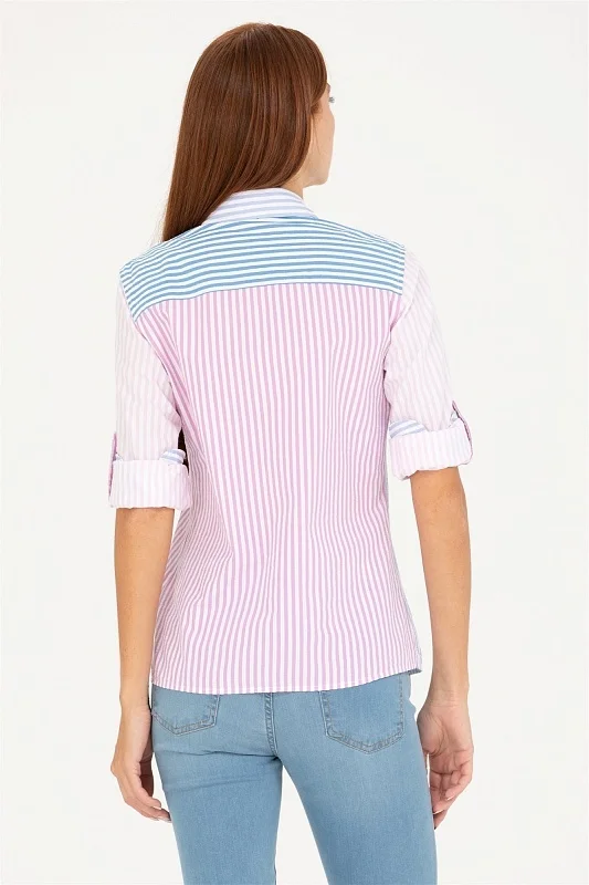 Рубашка из жатого хлопка приталенная - G082SZ0040BARES Сорочка жен. (VR041, 32)