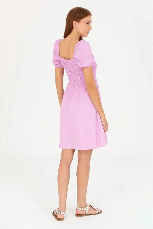 Платье мини из вискозы с объемными рукавами - G082SZ0320HORGUN Платье жен. (VR211, 32)