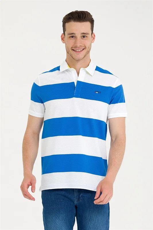 Футболка-поло из хлопка в полоску - G081SZ0110CENZA Футболка муж. (VR045, XS)