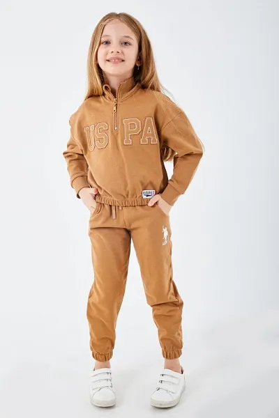 Костюм толстовка с воротником на молнии и брюки для девочек - G084SZ0HF0US1216 Костюм дом. жен. детс. (VR024, 12-18)
