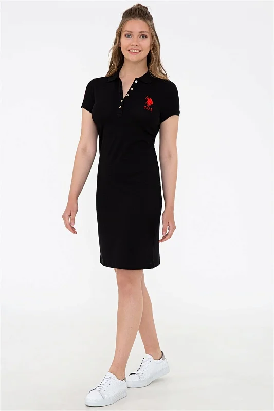 Платье-поло из хлопка с контрастным логотипом приталенное - G082SZ0750MTS0221-075 Платье жен. (VR046, 2XS)