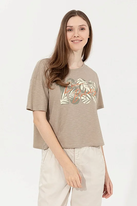 Футболка из хлопка принтом - G082SZ0110FIMIT Футболка жен. (VR027, 2XS)