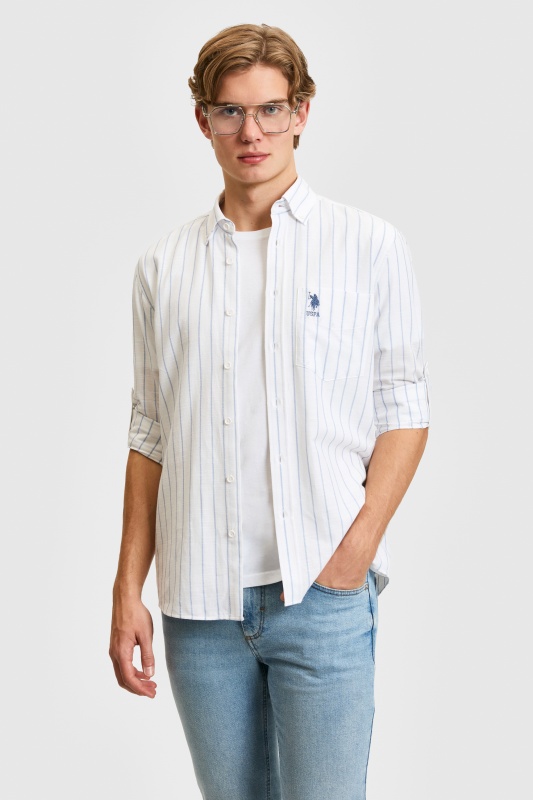 Рубашка из хлопка в полоску прямая - G081SZ0040KAMBA Сорочка муж. (VR003, 3XL)