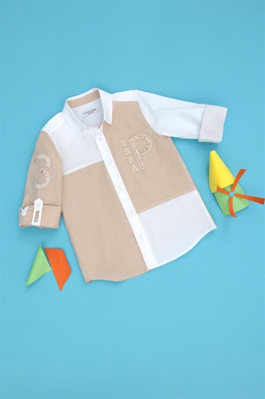 Рубашка из хлопка в стиле колор-блок для мальчиков - G083SZ0040ZAYNENKIDS Сорочка муж. детс. (VR085, 5_6)