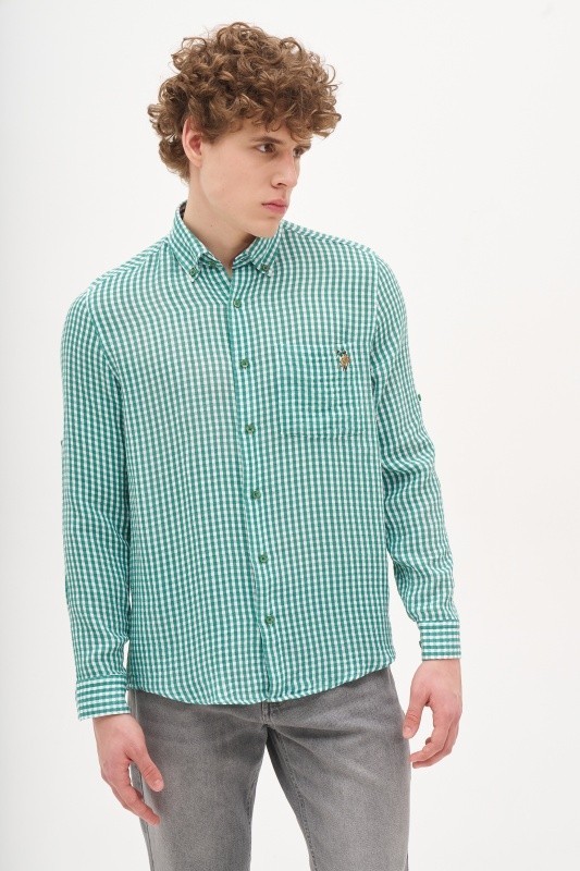 Рубашка из хлопка в клетку прямая - G081SZ0040LARCESMEN_R Сорочка муж. (VR054, S)