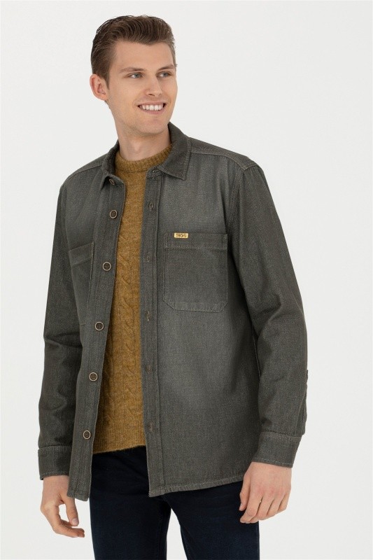 Рубашка из хлопка с накладными карманами свободная - G081SZ0770MADRIC-KHAKI Куртка джинс. муж. (VR027, S)