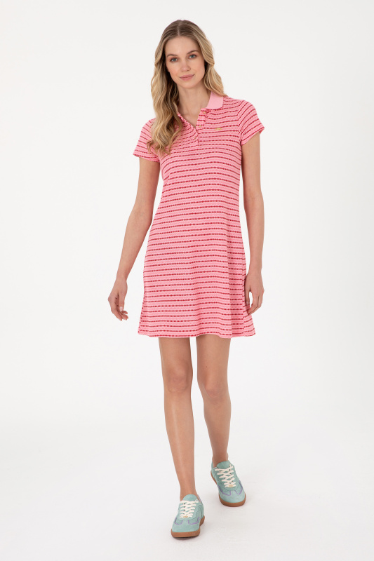 Платье-поло мини с вискозой в полоску - G082SZ0750SAKI Платье жен. (VR041, XL)