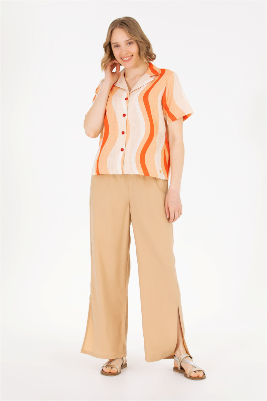 Брюки на кулиске с разрезами широкие - G082SZ0780GAYNO Брюки жен. (VR015, 34)