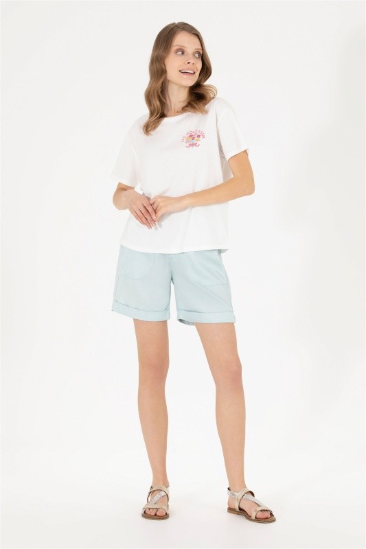 Шорты из лиоцелла с отворотами - G082SZ0310AVA Бермуды жен. (VR083, 34)