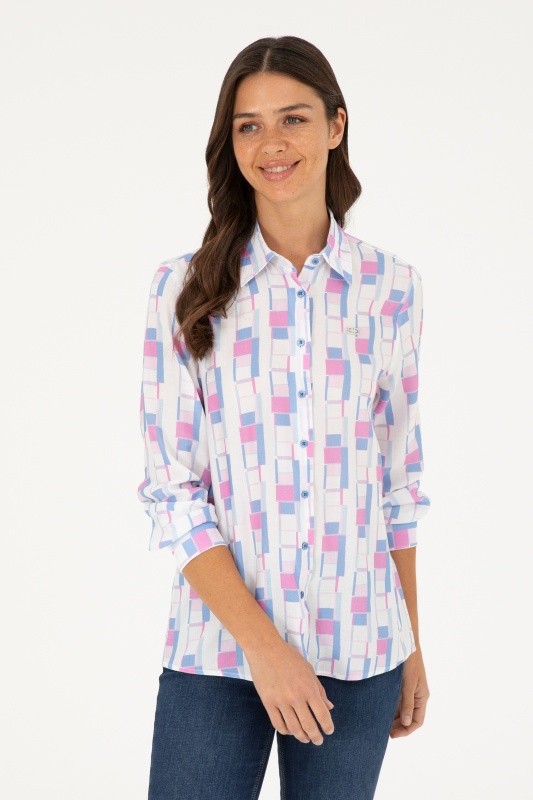 Рубашка из смесового хлопка с принтом свободная - G082SZ0040VALENTIN Сорочка жен. (VR032, 38)