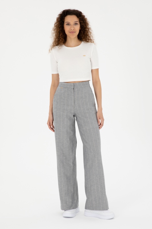 Брюки с добавлением льна широкие - G082SZ0780SIWAN-P Брюки жен. (VR036, 40)