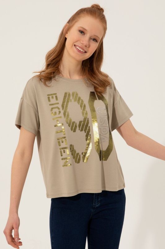 Футболка с надписью из пайеток - G082SZ0110FASA Футболка жен. (VR027, XS)