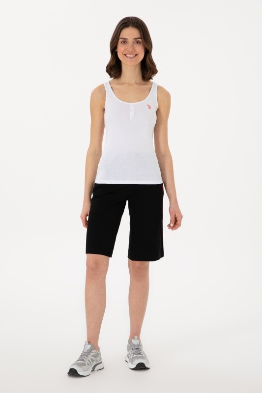 Бермуды спортивные из хлопка с вышитым логотипом - G082SZ0OS0DAMEN25 Брюки спорт. жен. (VR046, 2XS)