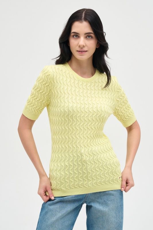 Футболка из смеси хлопка и вискозы с рельефным узором - G082SZ0TK0ROSSAB-R Кофта жен. (VR004, 2XS)